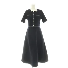 ジルバイジルスチュアート JILL by JILLSTUART 26SS ニットジャケット ワンピース セットアップ リブ  半袖 F ネイビー /CX ■OS