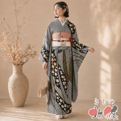 期間限定価格】都会派モダン♡滅紫に鳳凰×黒クロコ帯♡振袖フルセット 