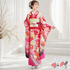正絹☆たおやかにそよぐ枝垂桜と上品に煌めく金箔☆片身替わり調7歳