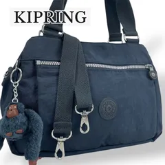 【美品】 KIPRING キプリング ショルダーバッグ ハンドバッグ 2WAY ネイビー 紺 ダークブルー ナイロン ゴリラ モンキーチャーム 斜め掛け レディース カバン 美品 本物 鞄 ミニボストン 軽量 多機能 旅行のサムネイル