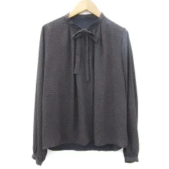 ティテ インザ ストア TITE IN THE STORE ブラウス シャツ 長袖 ボウタイ 総柄 38 M ネイビー 紺 /YM30のサムネイル