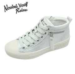 Noubel Voug Relax ヌーベルヴォーグリラックス レディース スニーカー シューズ シルバー 2236 217-2236 ハイカット サイドジップ 紐 厚底 通学 おしゃれ 靴のサムネイル