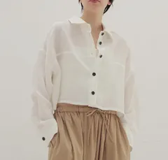 【232580】DRESSLAVE ドレスレイブ  タグ付 リネン テンセル ボクシーシャツ ショート丈 ジャケット  38のサムネイル
