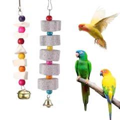 Umeloeo インコ おもちゃ カトルボーン 鈴付き 鳥 おもちゃ 吊下げ 噛むおもちゃ イカの骨 鳥のくちばし砥石 鳥 噛む玩具 運動 ストレス解消 カルシウムの補給 小鳥 文鳥 オウム セキセイインコ バードトイ ペット用品のサムネイル