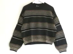 【231867】OTTO STRIPE PO theory セオリー  長袖ニット　薄手ウールレーヨン　ボーダー　3シーズン  ・S ブラック