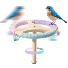 seimeinoki 360°回転ベルつき インコ おもちゃ 鳥の止まり木 マカロンの色 スピンケージアクセサリー 文鳥スタンド バードトイ 噛む玩具 セキセイインコ オカメインコ ラブバード コカトゥ コンウーロ用