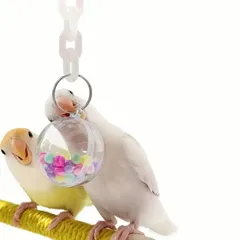 海外製 インコ おもちゃ 鈴 オウム セキセイインコ 文鳥 小鳥 カラフル かじりおもちゃ アスレチック ガチャガチャ ガラガラ 取り付け式 ビーズ入りボール (約24cm)