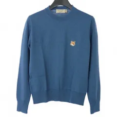 メゾンキツネ MAISON KITSUNE ニット セーター 刺繍ワッペン 長袖 ウール XSサイズ ブルー 青 KWM-1577-Bのサムネイル