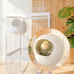 Ruexue 鳥の巣 巣箱 バードハウス ABS製 ホワイト 3WAY取り付け 小鳥 インコ 文鳥のサムネイル
