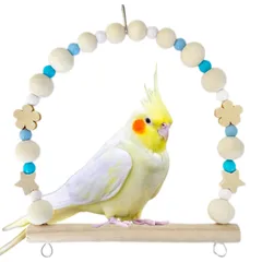 日本製 安心安全素材 天然木 セキセイインコ 文鳥 小鳥 ブランコ スイング Sサイズ おもちゃ アスレチック ステンレス 小動物にも タイプNA 約17×16(cm) 中鳥用 NA12:薄いブルー Mサイズ