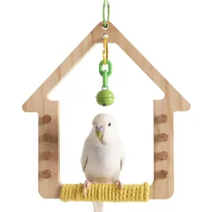 Refoiner インコ おもちゃ 鳥 おもちゃ セキセイインコ バードトイ 止まり木 鳥 ブランコ スタイリッシュでシンプル 鳥の遊び場 吊下げタイプ玩具 木制