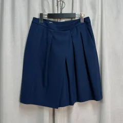 ジルサンダー ネイビ (JIL SANDER) ウール ブレンド ピンタック キュロット パンツ ハーフパンツのサムネイル