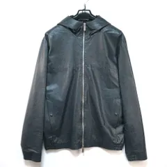 BERLUTI PARIS 1895 ベルルッティ Scritto Pattern Hooded Blouson スクリット パターン レザー フーディ ブルゾン チャコール ブルー 48サイズ R25LBl144KAJV 新品未使用のサムネイル