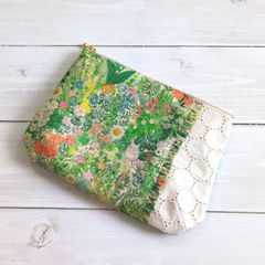 ハンドメイド ユキエモン ボタニカルフラワー ふんわり A5 手帳ポーチ