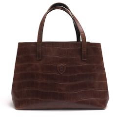 ✨美品✨フェリージ 11/40/SA クロコ型押し トートバッグ A4可 茶 