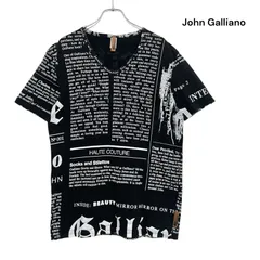 JOHN GALLIANO ジョンガリアーノ ニュースペーパー柄 Tシャツ ブラックのサムネイル