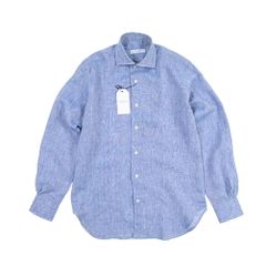 最高峰 ロロ•ピアーナ Loro Piana リネン100%サマーブルー シャツ
