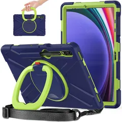 Galaxy Tab S10+/S9 Plus/S9 FE Plus/S8 Plus/S7 FE/S7 Plus ケース 耐衝撃 頑丈 360度回転スタンド ハンドル付き 虹色 ペンシル収納 調節可能ハンドストラップと肩掛けー付き 落下防止 アウトドア 子供のサムネイル
