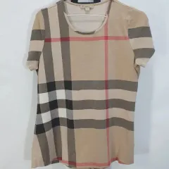 バーバリー ブリット BIG CHECK 半袖 ラウンド Tシャツ ベージュ レディース L