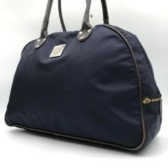 ロエベ　アナグラム　ロゴ　ボストン　トートバッグ　キャンバス　レザー　ネイビー ロエベ アナグラム ロゴ ボストン トートバッグ キャンバス レザー