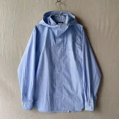 26ss COMME des GARCON HOMME DEUX フード シャツ/ M コットン ストライプ ブルー AD2025 T6-06069-91870のサムネイル
