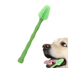 ペット用歯ブラシ 360°歯ブラシ 犬 猫用 シリコンブラシ 長いハンドルで簡単に清掃 小型 中型 大型犬 猫対応 オーラルケア用品（1個入り）のサムネイル