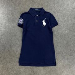美品 ラルフローレン 金ラメ ビッグポニー 半袖ポロシャツ 紺