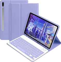 Galaxy Tab S6 Lite 10.4インチ キーボード ケース 可愛い キャンディーカラー マグネット 分離式 Android タブレット ギャラクシー Tab S6 Lite キーボード カバー カラフル レディース 女性 (パープル)のサムネイル