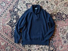 COMOLI カシミヤ スキッパー ニット navy - メルカリ