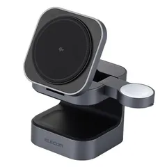 【新品】 エレコム Qi2 充電器 ワイヤレス 15W 3in1 Apple Watch 認証モジュール付き スタンド型 ブラック EC-MS09BK 1のサムネイル