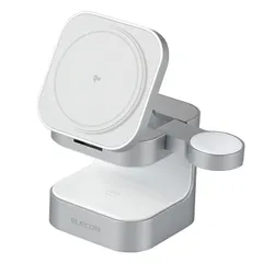 【新品】 エレコム Qi2 充電器 ワイヤレス 15W 3in1 Apple Watch 認証モジュール付き スタンド型 シルバー EC-MS09SV 1のサムネイル
