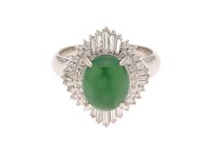 JEWELRY ジュエリー 指輪 Pt900プラチナ シルバー ヒスイ3.06ct ダイヤモンド0.66ct 約8.9g 11号 レディース 2147400302025【中古】207のサムネイル