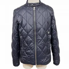 【中古】[印象AB] G-Star Raw ジースターロウ キルティングジャケット 中綿入り スリムフィット メンズ L ネイビー 紺 ナイロン100%(裏地：ポリエステル100%) ワンポイント スタンドカラー 長袖 バングラデシュ製 古着 バンドカラーのサムネイル