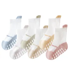 [HOOMCOOM] 유아용 양말, 여름용, 경량, 면, 6켤레 세트, 미끄럼 방지, 벗기 쉬운 아기 양말, 심플, 6~12개월