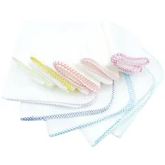 클러스터 10색 거즈 손수건, 일본산, 100% 면, 무형광, 무염소 아기 거즈, 아기 물티슈, 목욕 거즈, 출산 준비용 거즈, 유아실, 유치원, 학교, 치도리 바느질, 컬러 스티치, 10개 세트, 흰색, 32 x 32cm