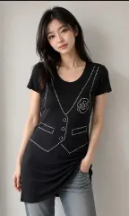 モスキーノ ブラック ノースリーブ ベスト デザイン Tシャツのサムネイル