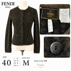 80-90s/希少vintage★FENDI MAGLIA/フェンディ★ニットカーディガン【40/レディースM相当/レオパード×FFズッカ柄/茶/BROWN】イタリア製/Tops/sweater/Shirts◆SBH909のサムネイル
