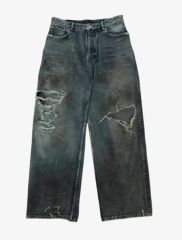 山田蓮 TSY RIPPED WIDE STRAIGHT DENIM BLACK - メルカリ