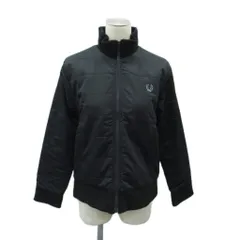 フレッドペリー FRED PERRY 346 キルティングジャケット ミドル丈 ロゴ刺繍 スタンドカラー M 黒 ブラック /SM12 ■GY74のサムネイル