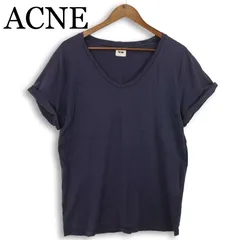 ACNE アクネ 春夏★ 半袖 Vネック Tシャツ カットソー Sz.L レディース 紺のサムネイル