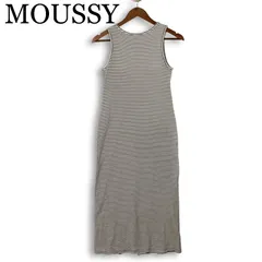 MOUSSY マウジー 春夏★ 【CUP IN BORDER ドレス】 リブ ボーダー ストレッチ タンクトップ ワンピース Sz.1 レディースのサムネイル