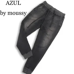 AZUL by moussy アズール マウジー USED加工★ スウェット ドビー デニム ストレッチ ジョガー パンツ ジーンズ Sz.L メンズのサムネイル