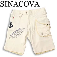 SINACOVA シナコバ 春夏★ 碇 刺繍 マリン ロゴ ストレッチ ハーフ ショート パンツ 大きいサイズ Sz.88 メンズ 白のサムネイル