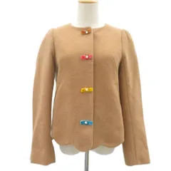 フランシュリッペ franche lippee ノーカラーコート ショート丈 M ベージュ リボン スカラップヘム 6196340 /SM7 ■GY74のサムネイル
