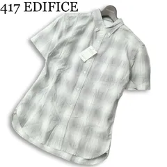 【新品 未使用】 417 EDIFICE エディフィス 春夏★ 半袖 ボタンダウン シアサッカー チェック シャツ Sz.L メンズのサムネイル