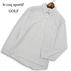 le coq sportif GOLF ルコック スポルティフ ゴルフ 通年★ 長袖 ストライプ BD ポロシャツ 大きいサイズ Sz.LL メンズ 灰
