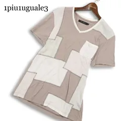 1piu1uguale3 ウノピュウノウグァーレトレ 春夏★ パッチワーク 半袖 Vネック カットソー Tシャツ 日本製 Sz.5 メンズのサムネイル
