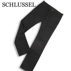 SCHLUSSEL シュリセル USED加工★ ストレッチ スキニー デニム パンツ ジーンズ Sz.3 メンズ 黒 日本製のサムネイル