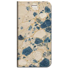 iPhone対応 スマホ 手帳型ケース 夏 テラゾー サンドベージュ オーシャンブルー シェルホワイト マット 北欧 韓国 インテリア 砂岩 スマホケース スタンド 【iPhone17 / iPhone16 他 iPhone各機種対応】 |iasmst01のサムネイル