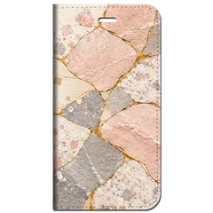 iPhone対応 スマホ 手帳型ケース 夏 テラゾー アイボリー ペールピンク アッシュグレー 淡色 北欧 韓国 天然石 スマホケース スタンド 【iPhone17 / iPhone16 他 iPhone各機種対応】 |iasmst03のサムネイル